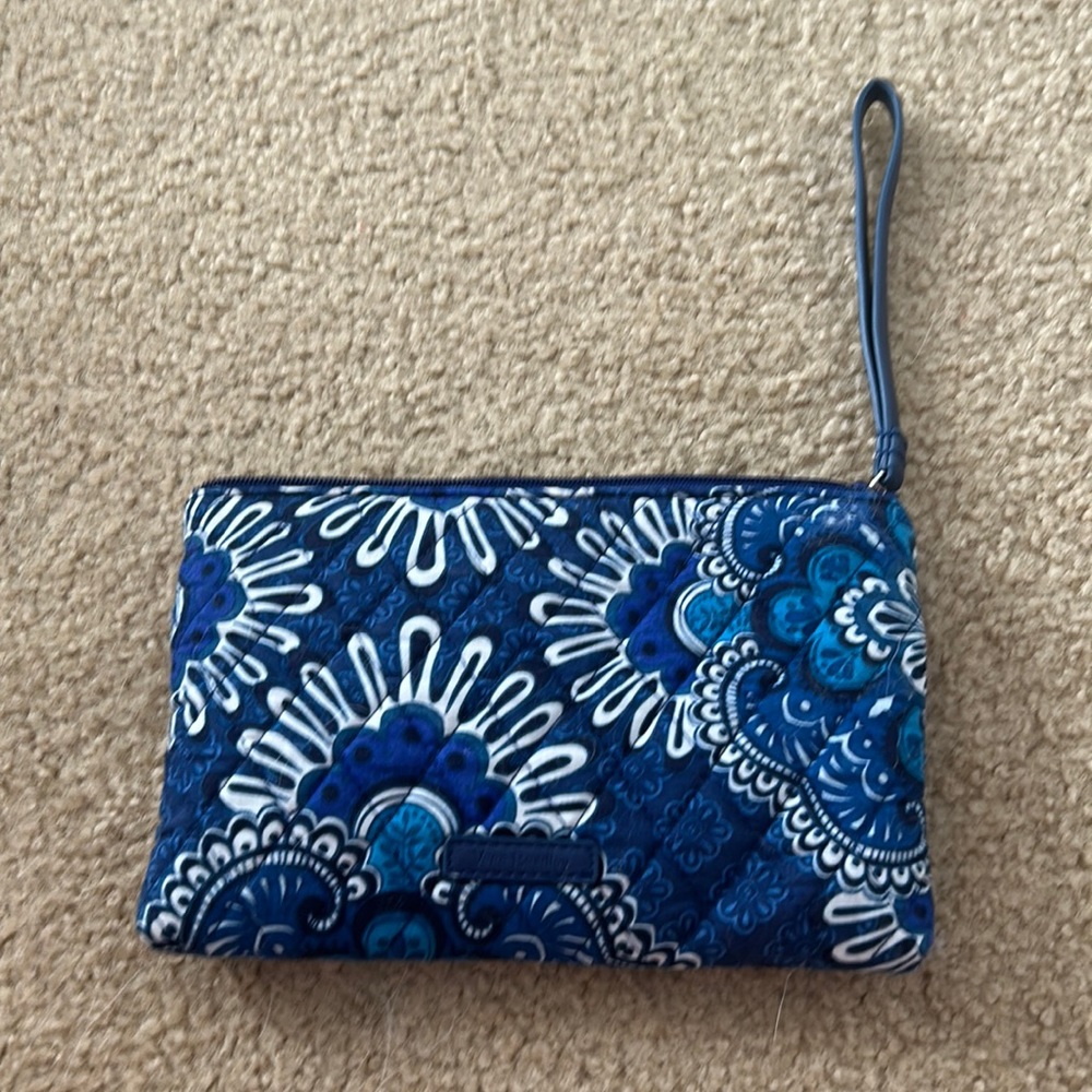 blue wristlet bag